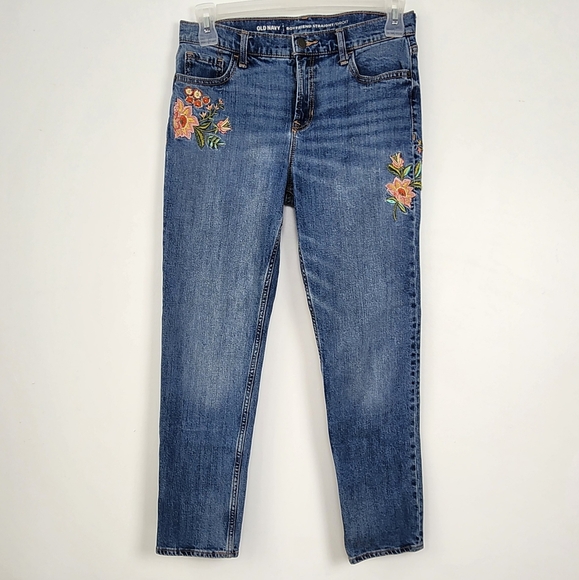 Straight Leg Boyfriend Cut Denim Embroiderd Flowers Boho Costal Cowgirl Indy Art - Picture 4 of 13